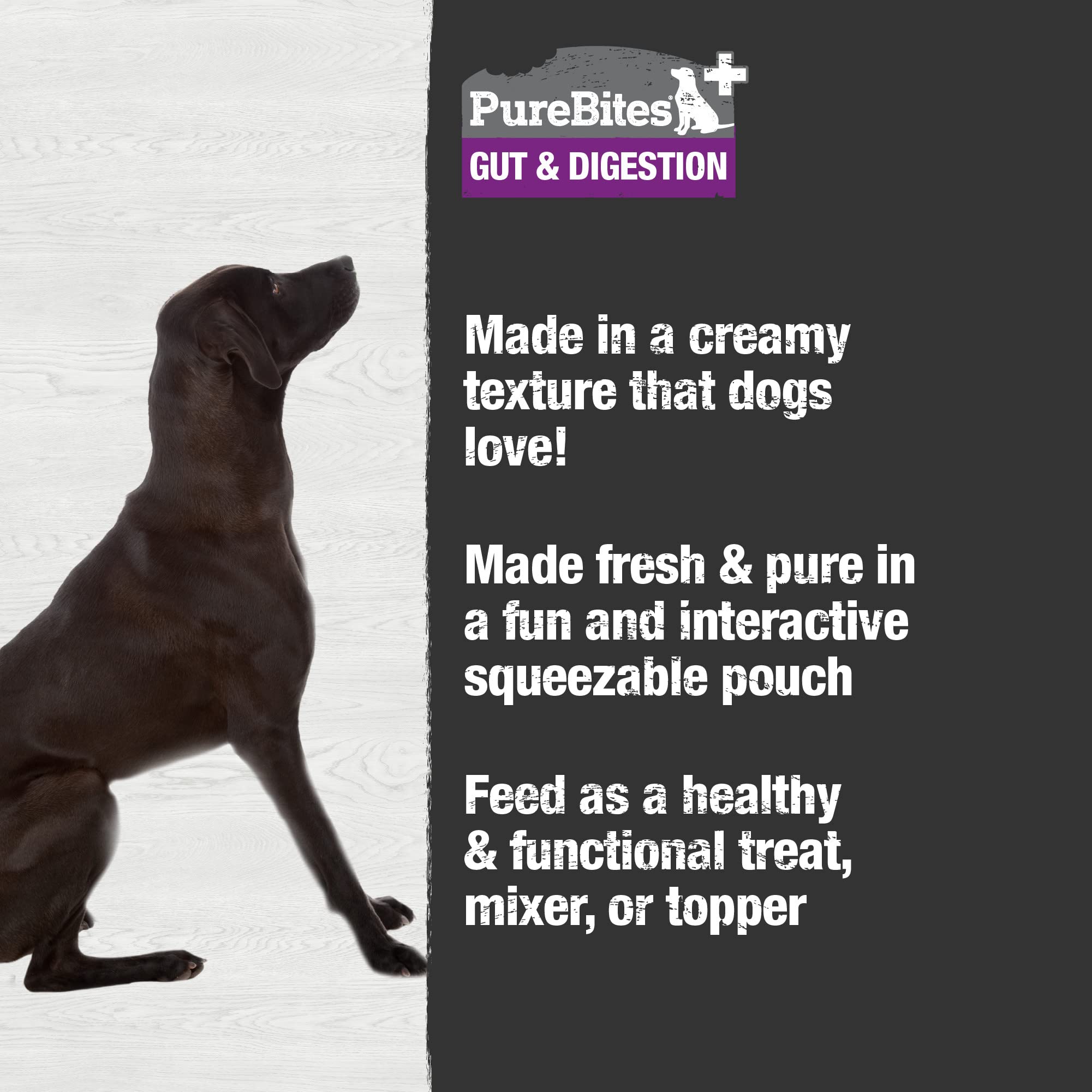 PureBites Plus Squeezables porciones para perro, práctica para servir.