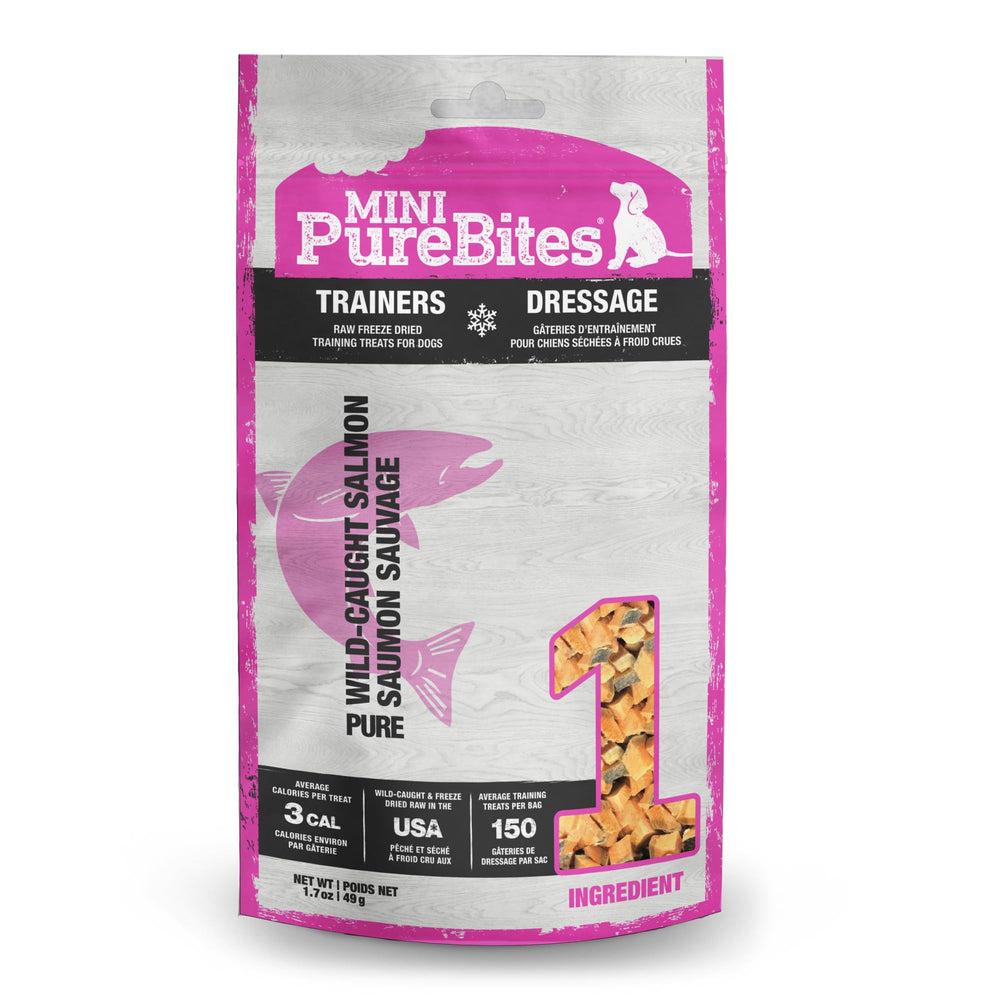 PureBites salmon liofilizado para perros, snack proteico y delicioso para entrenamiento.