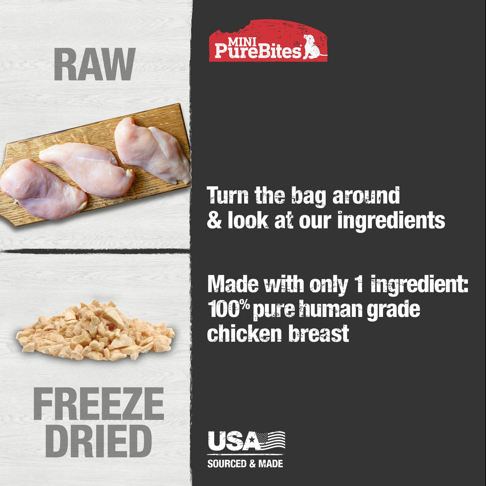 PureBites trocitos pequeños para adiestramiento, sabor atractivo sin colorantes.