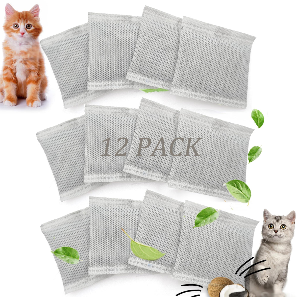 PurifyLogix: 12 bolsas de carbón activo para caja de arena con capucha, control de olores.