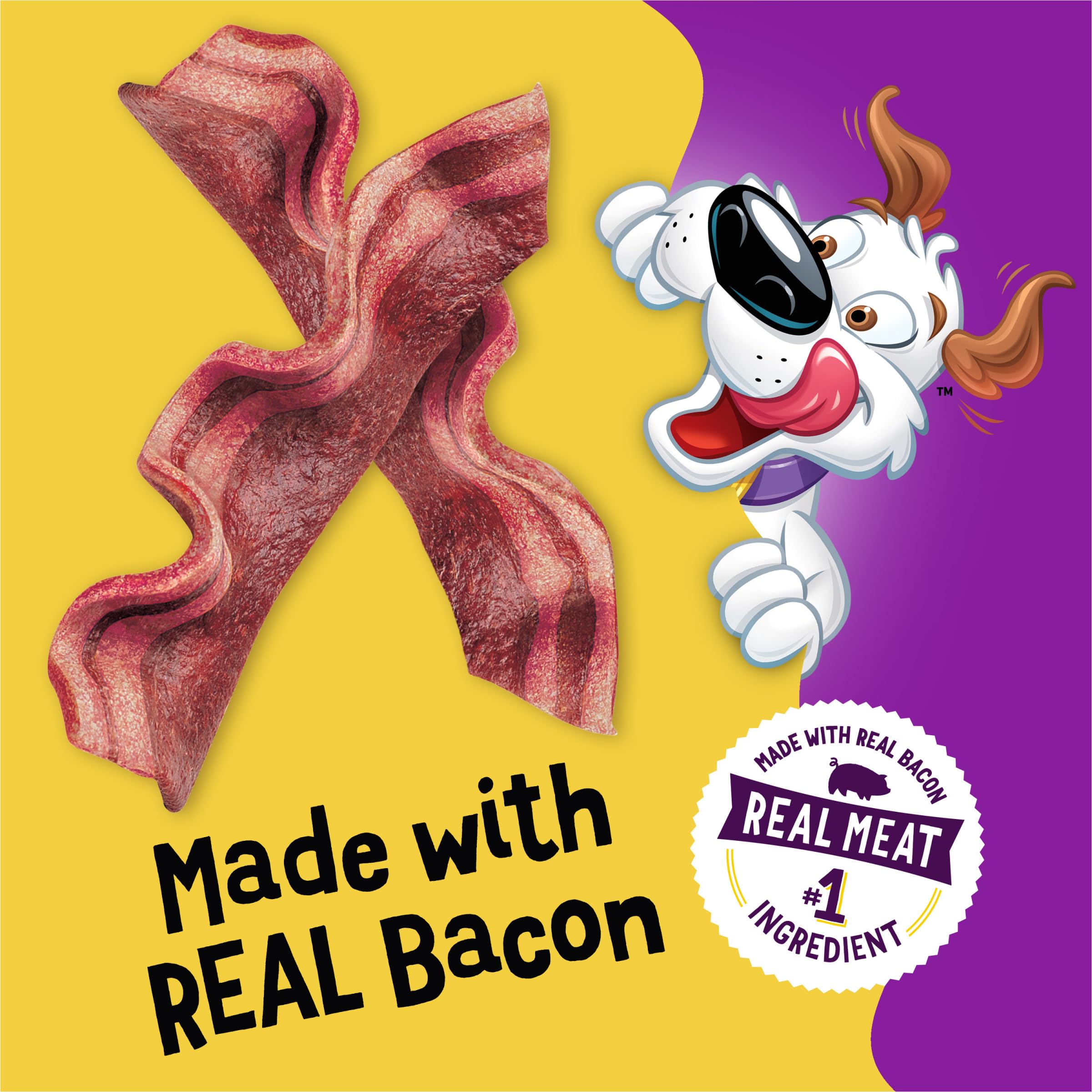 Purina Beggin' Strips con aroma a tocino que atrae a tu perro.