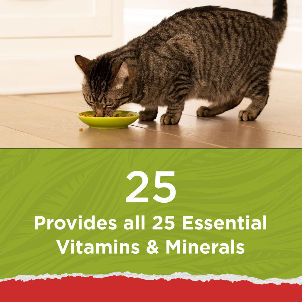 Purina Cat Chow Naturals ofrece 25 vitaminas esenciales para la salud.