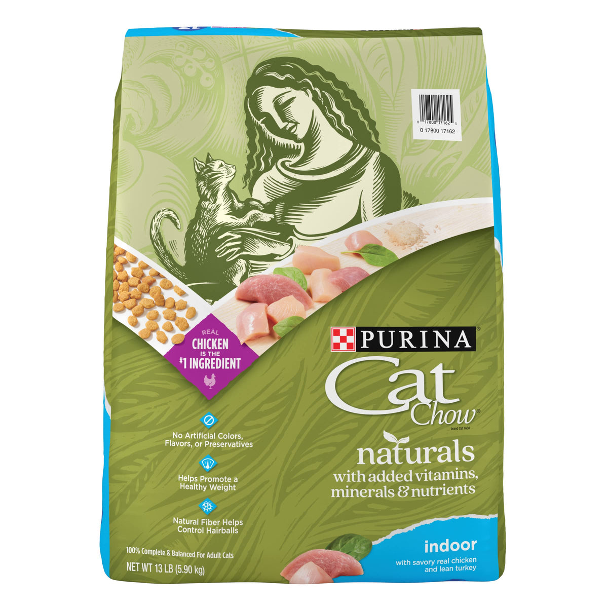 Purina Cat Chow Naturals Indoor, bolsa de 13 lb para gatos de interiores, nutrición completa.
