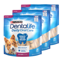 Purina DentaLife: empaque visible, fácil de almacenar para uso diario.