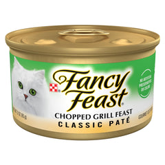 Purina Fancy Feast Chopped Grill Feast, lata 3 oz, pollo asado; ideal para la comida diaria.