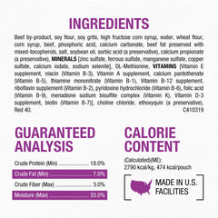 Purina Humedo y Carne, etiqueta resalta sabor real a carne.
