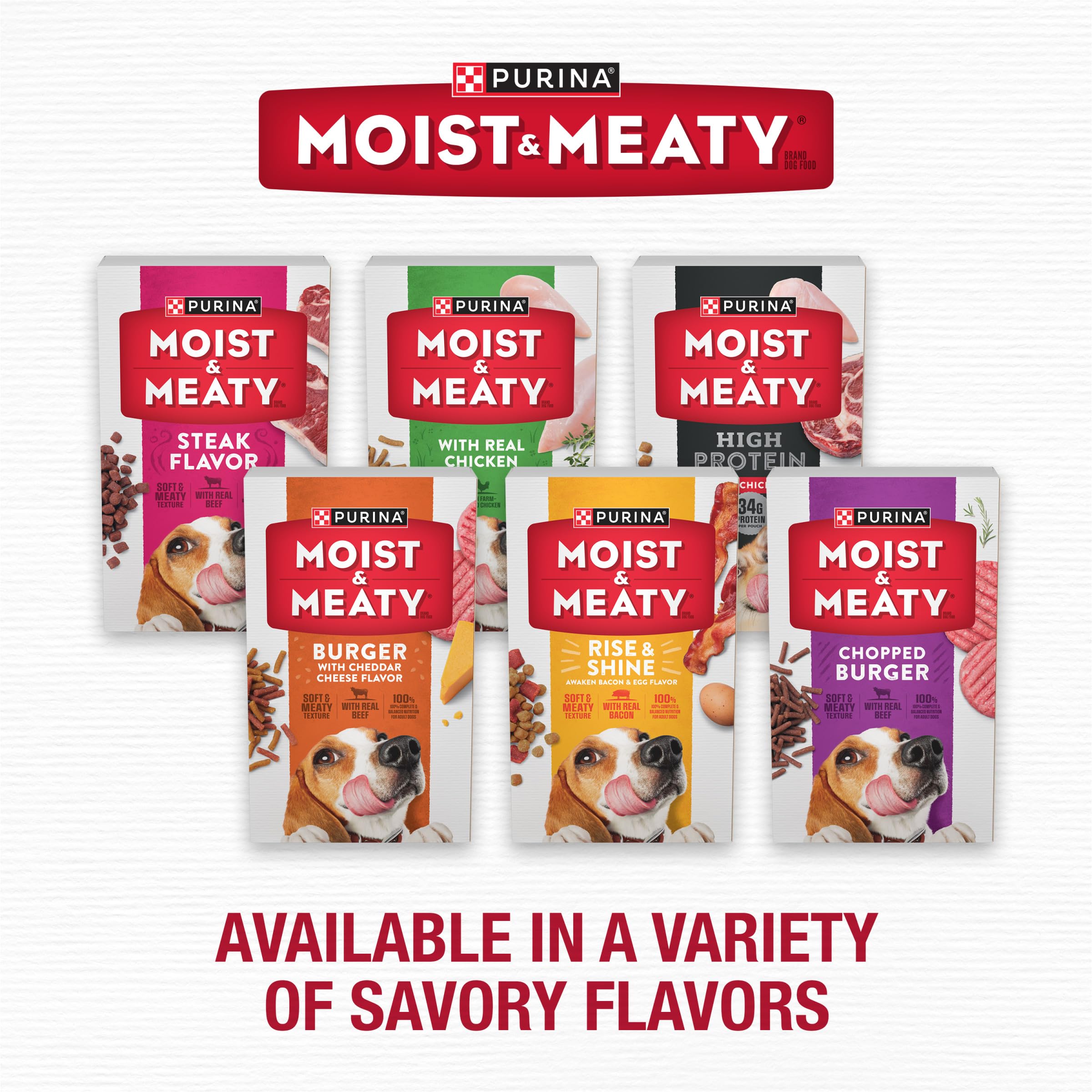 Purina Moist & Meaty Rise and Shine empaque sellado mantiene la frescura.
