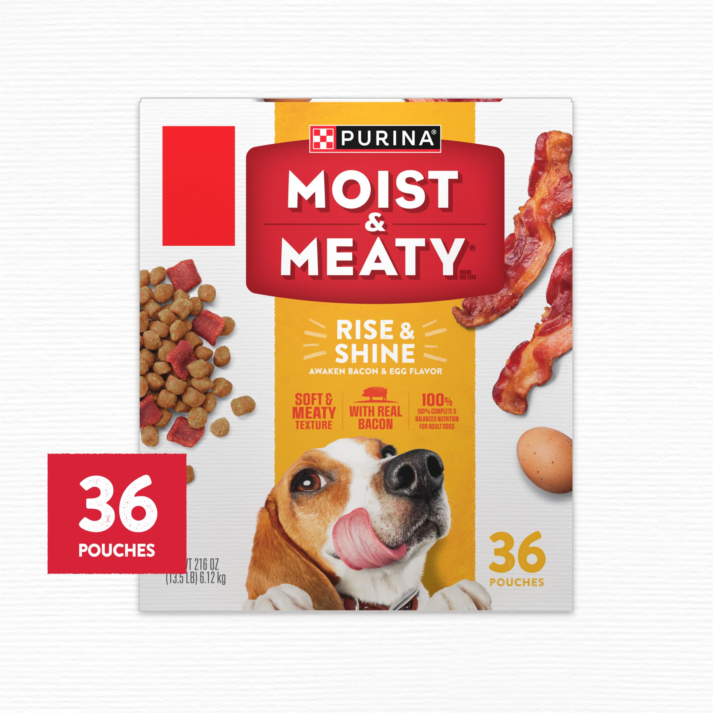 Purina Moist & Meaty Rise and Shine bocadillos listos para servir, sin desorden.