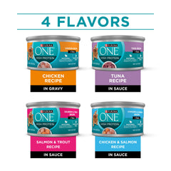 Purina ONE atún en salsa, lata 3oz, sabor que favorece la hidratación.