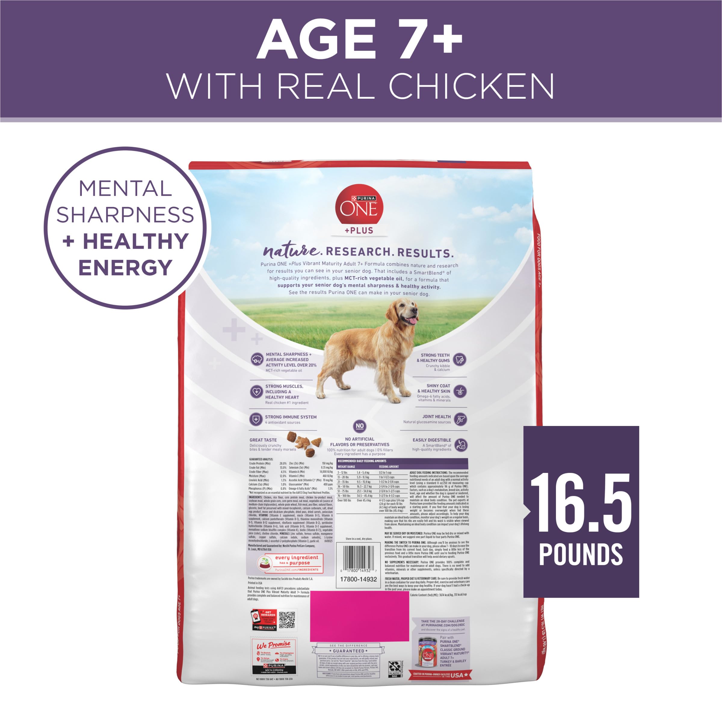 Purina ONE calcio para dientes fuertes y encías saludables.
