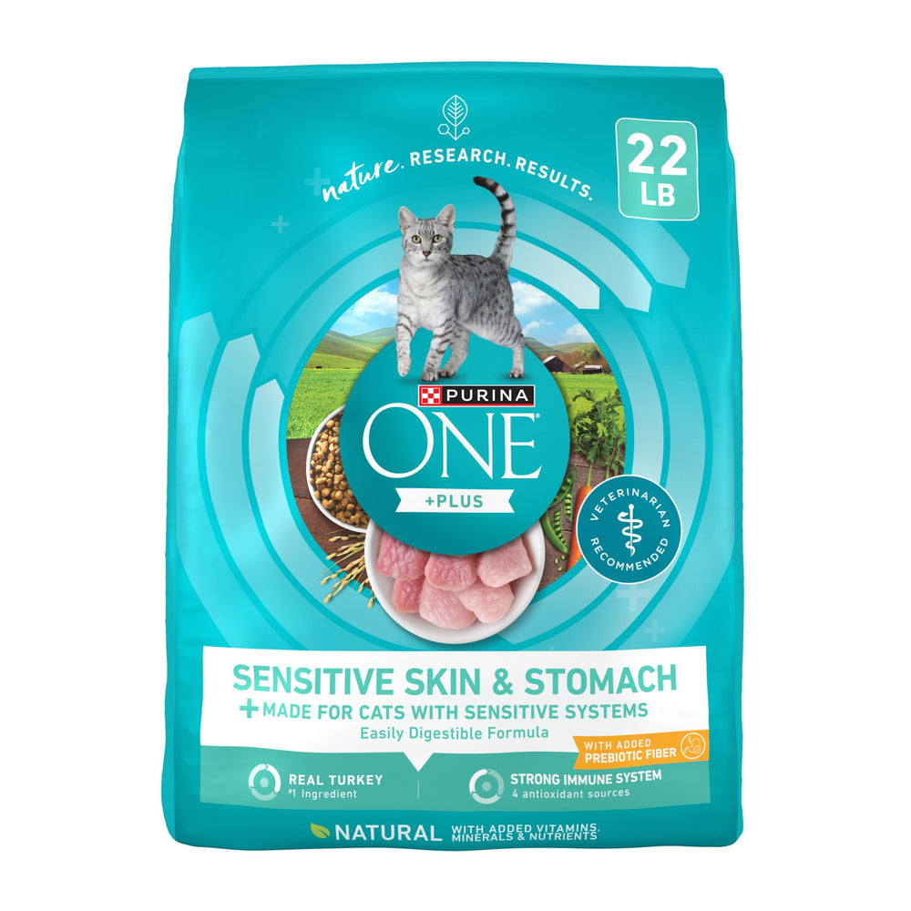 Purina ONE para estómago sensible y piel: bolsa de 22 lb para gatos, apoyo digestivo
