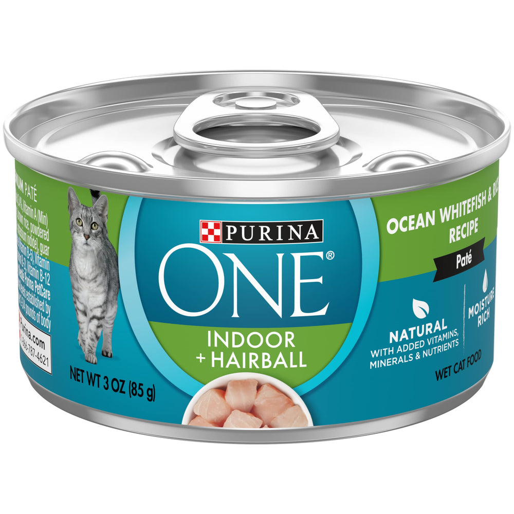 Purina ONE Indoor Advantage: lata de pate Océano Arroz, ideal para gatos de interior.