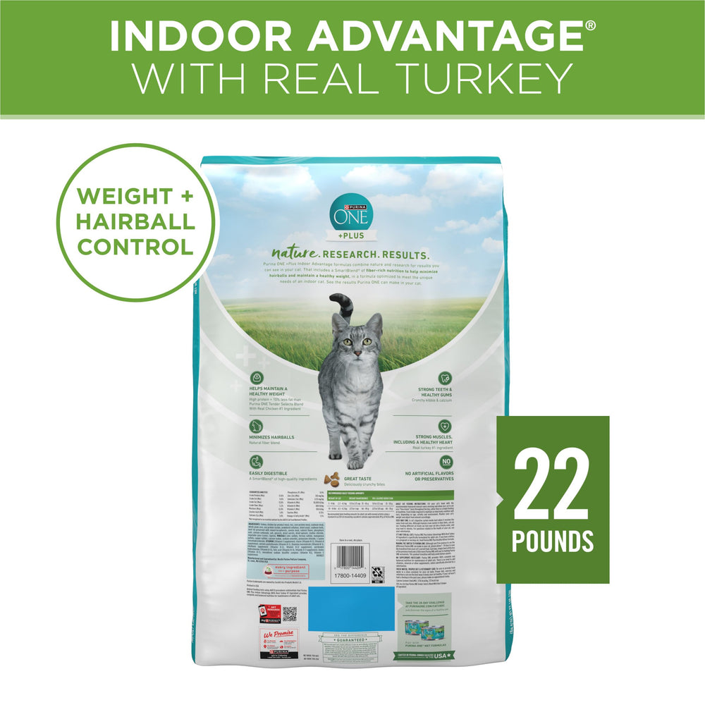 Sin sabores artificiales ni conservantes en Purina ONE Indoor Advantage.