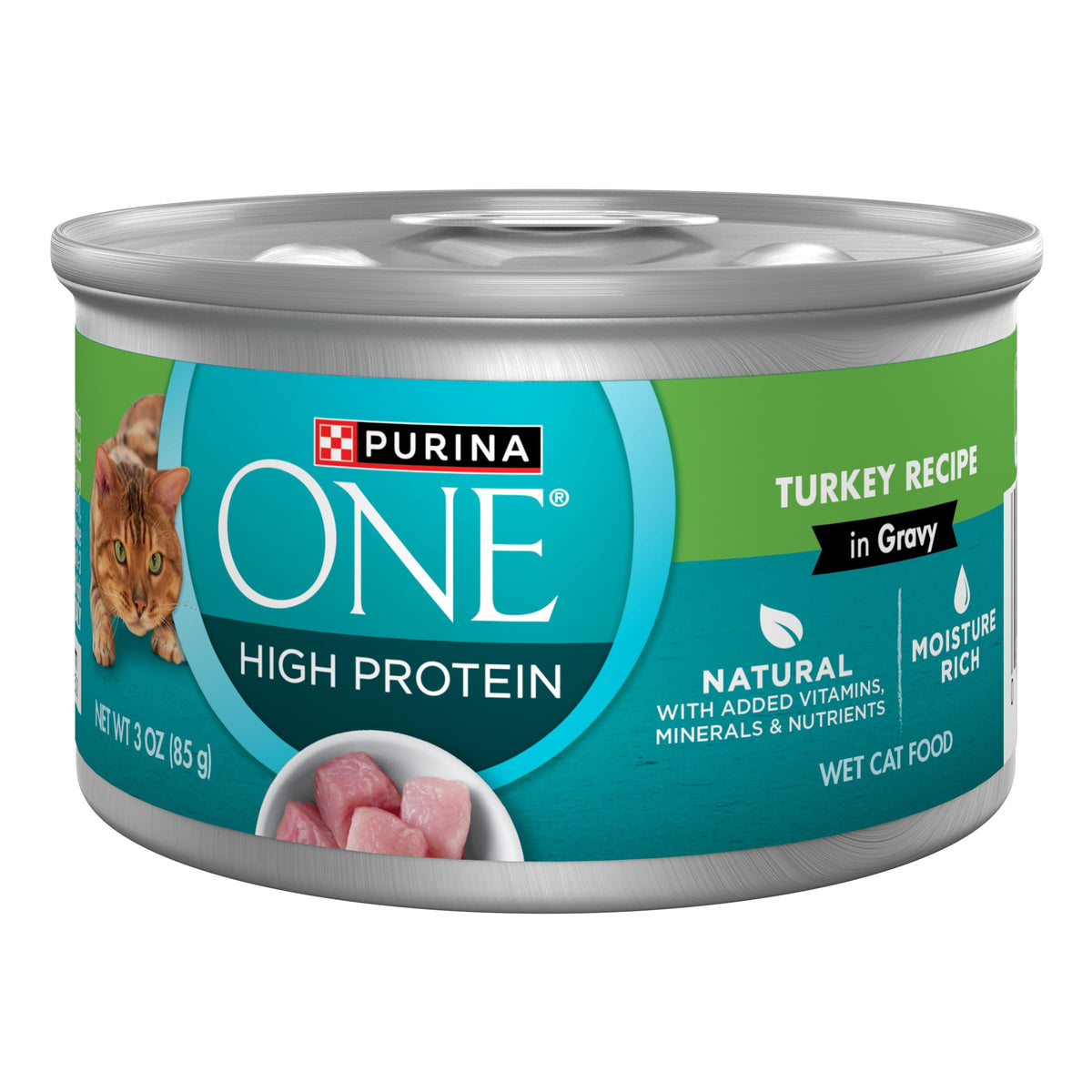 Purina ONE Lata Pavo en Jalea, alto contenido proteico para gatos