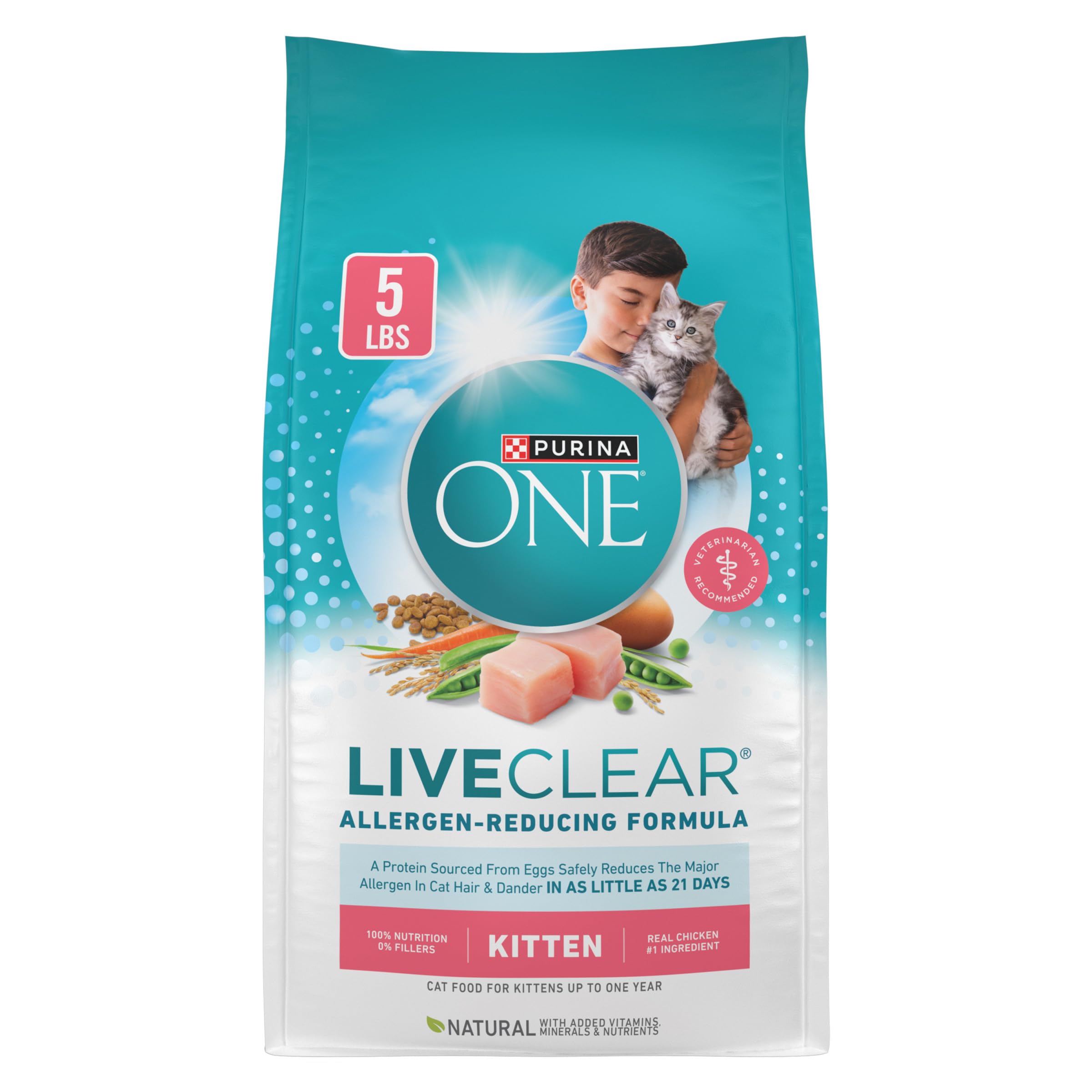 Purina ONE LiveClear alimento seco para gatitos, textura crujiente para crecimiento saludable