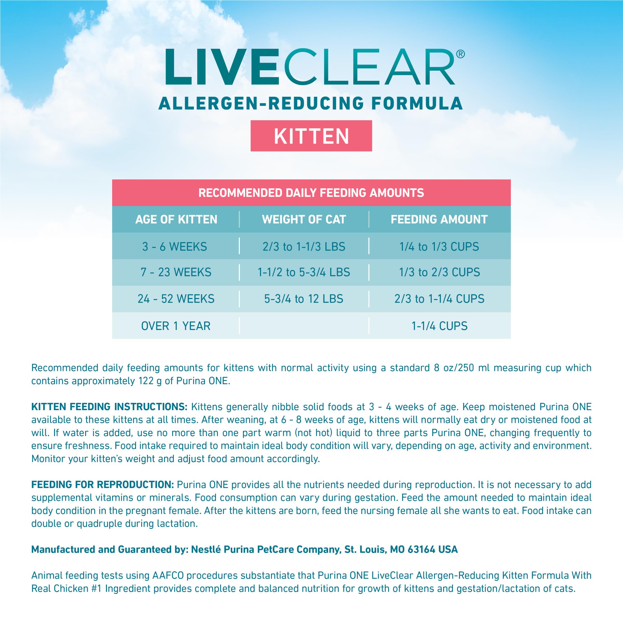 Purina ONE LiveClear carbohidratos para energía saludable y digestión eficiente