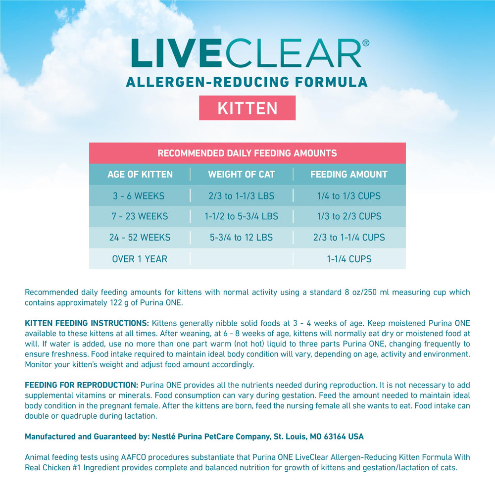 Purina ONE LiveClear carbohidratos para energía saludable y digestión eficiente