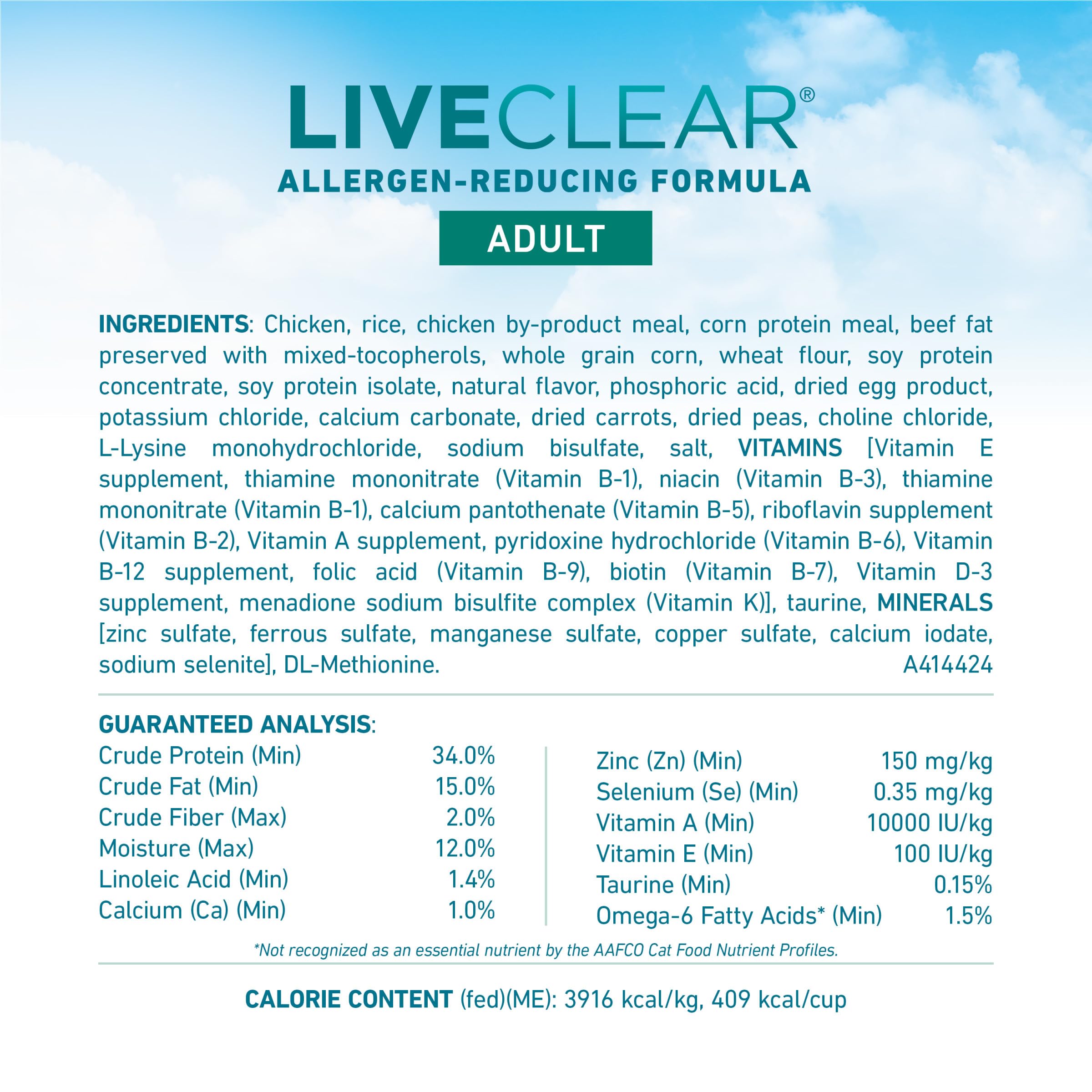 Purina ONE LiveClear omega-6 para piel y pelaje saludables.