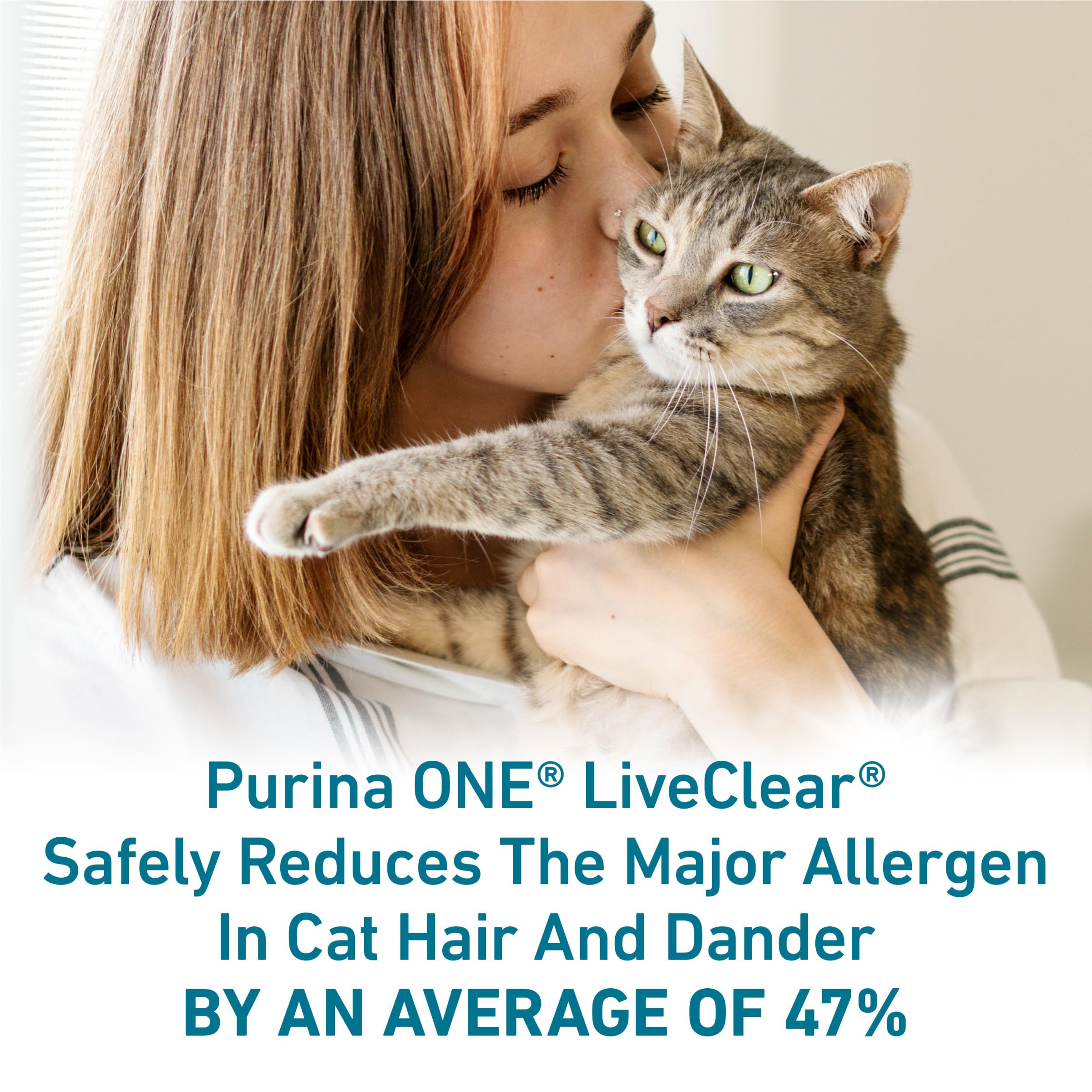 Purina ONE LiveClear bolsa de 3 lb para gatos adultos, fácil almacenamiento