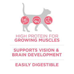 Purina ONE mezcla inteligente de ingredientes de calidad para gatitos.