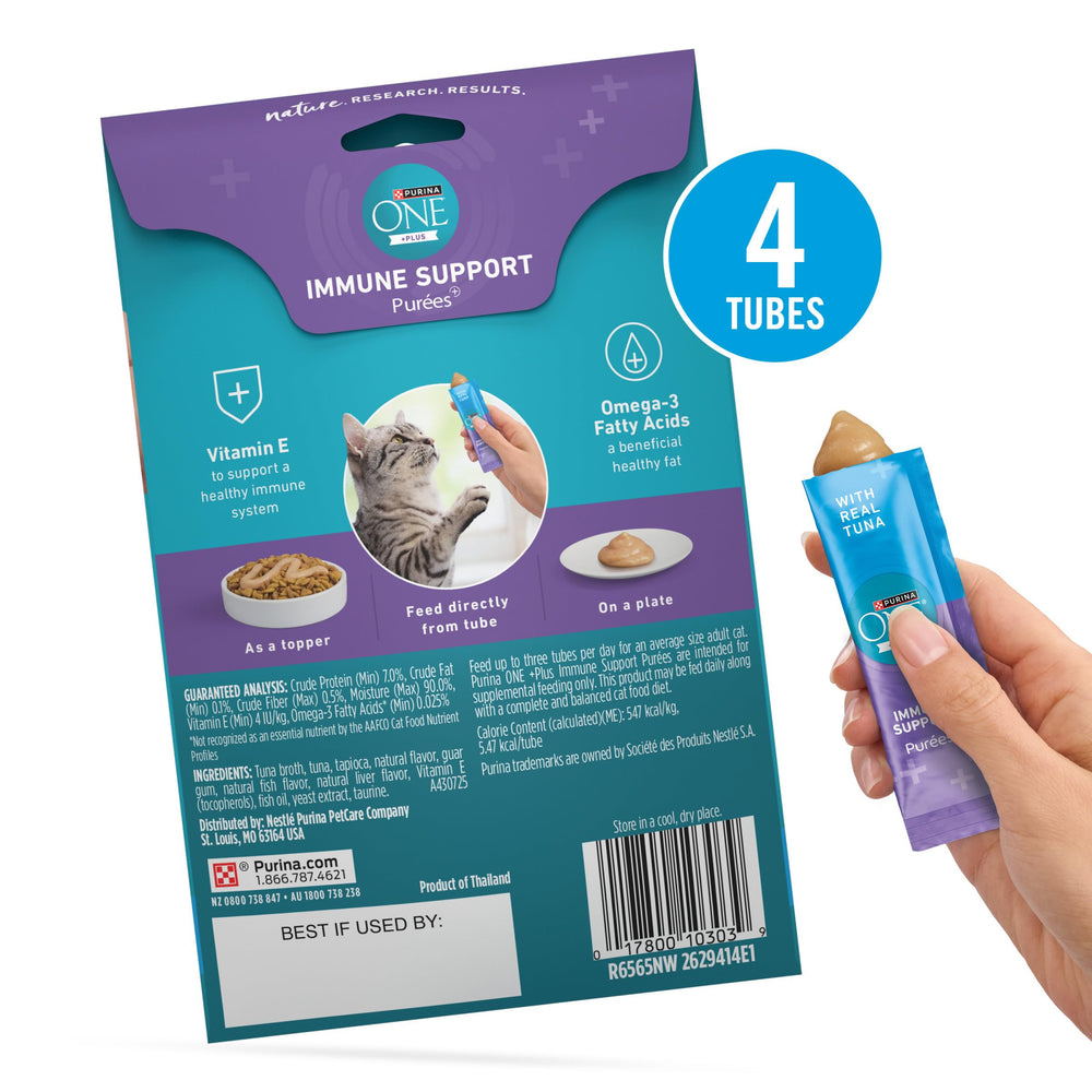 Purina ONE Plus Puré Inmunidad sabroso y nutritivo para recompensa