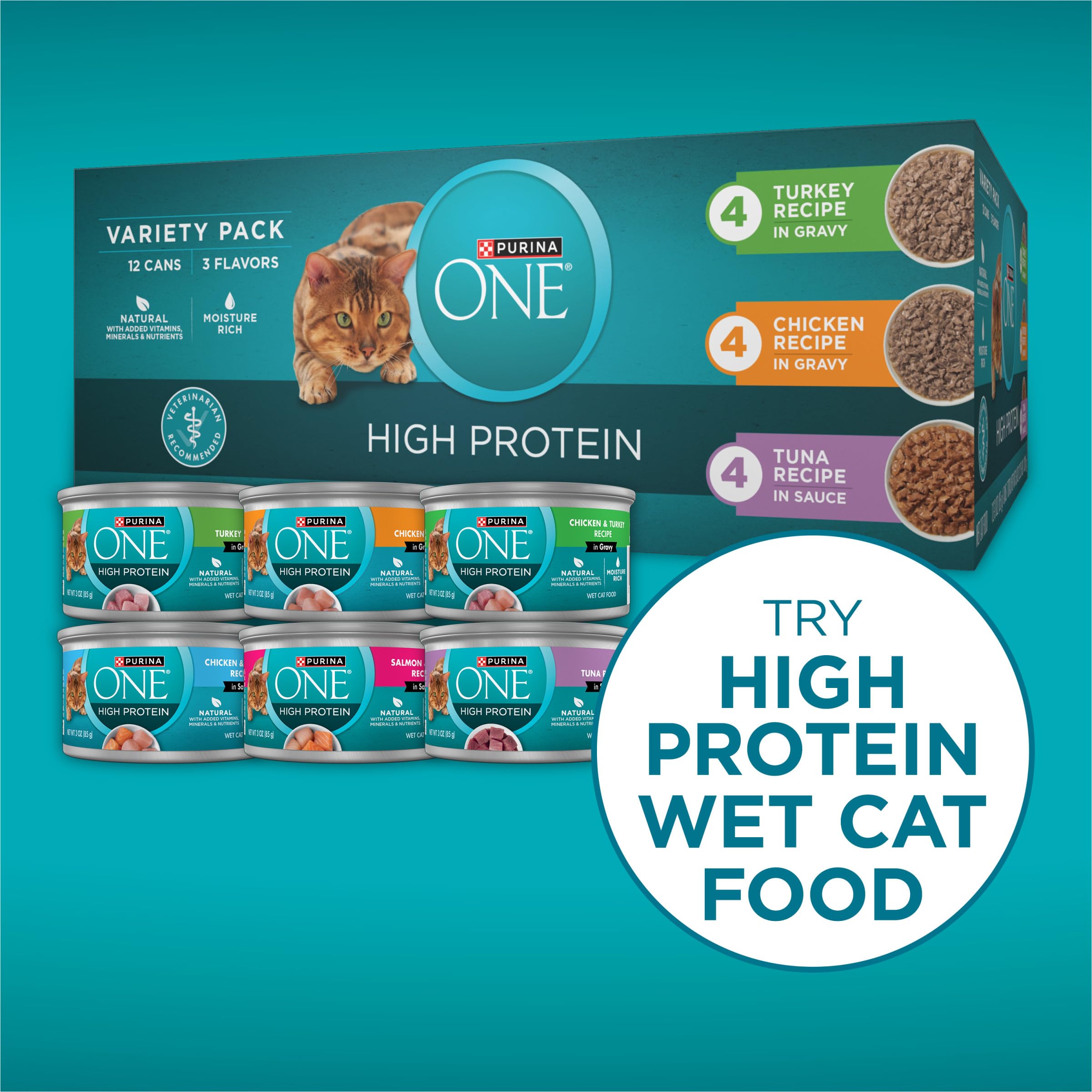 Purina ONE Plus sabor crujiente, diseñado para gatos adultos satisfechos.