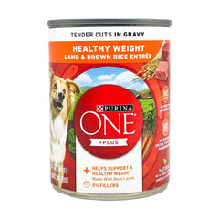 Purina ONE SmartBlend Tender Cuts en salsa: cordero y arroz integral, sabroso para perros adultos.