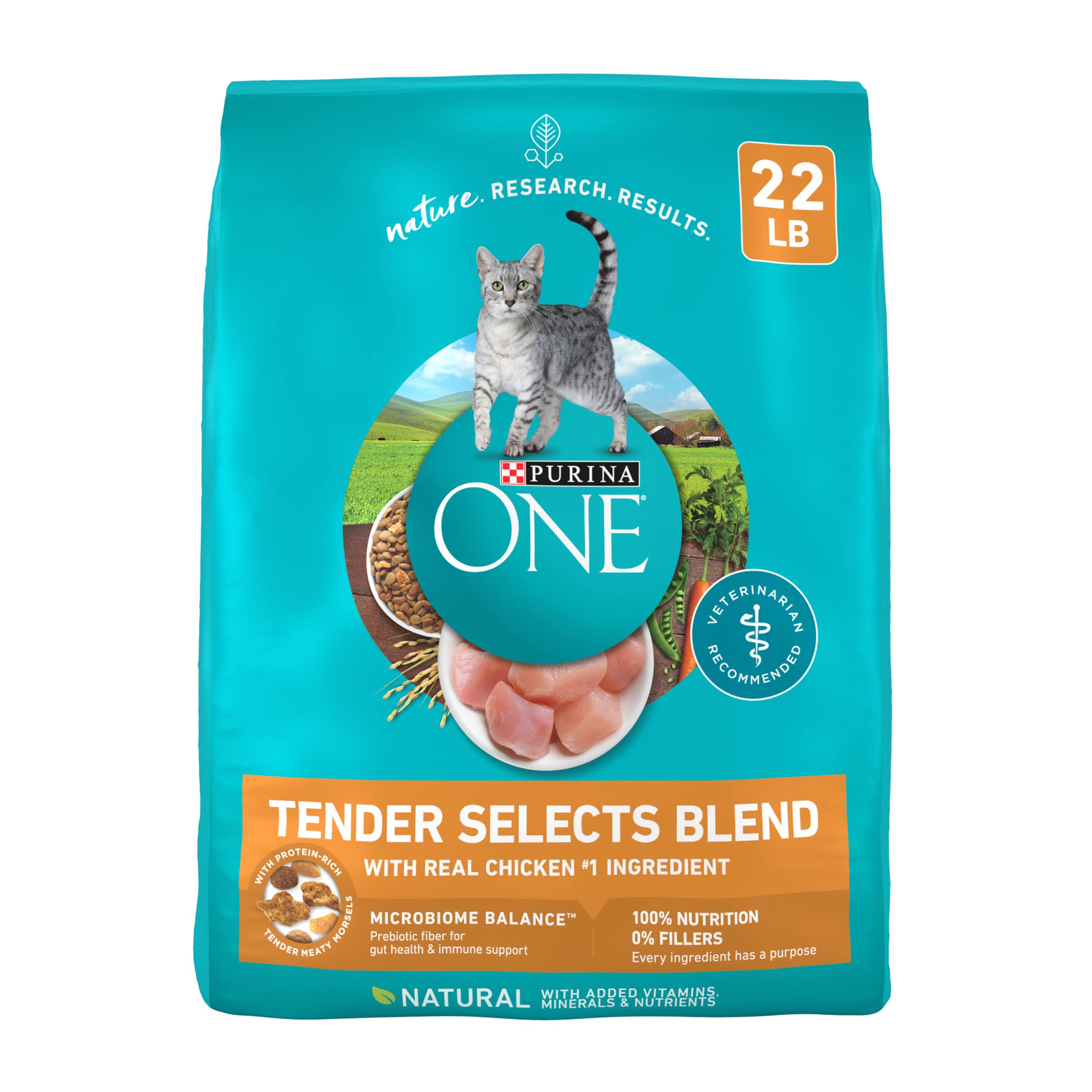 Purina ONE Tender Selects con pollo real, bolsa de 22 lb, croquetas para energía diaria.