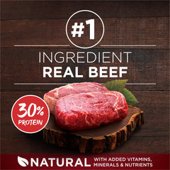 Purina ONE True Instinct Carne Real, detalle de ingrediente principal para sabor auténtico.