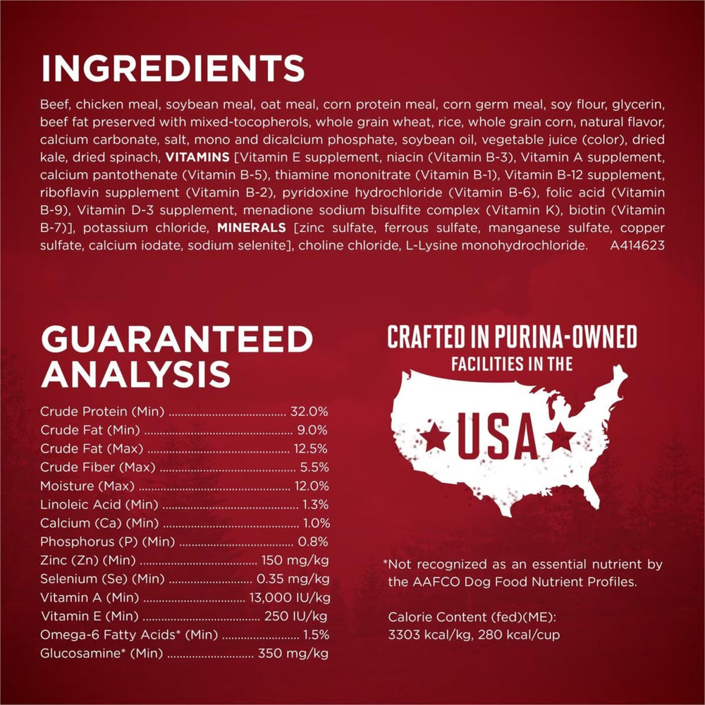 Purina ONE True Instinct, etiqueta nutricional destacando ingredientes clave