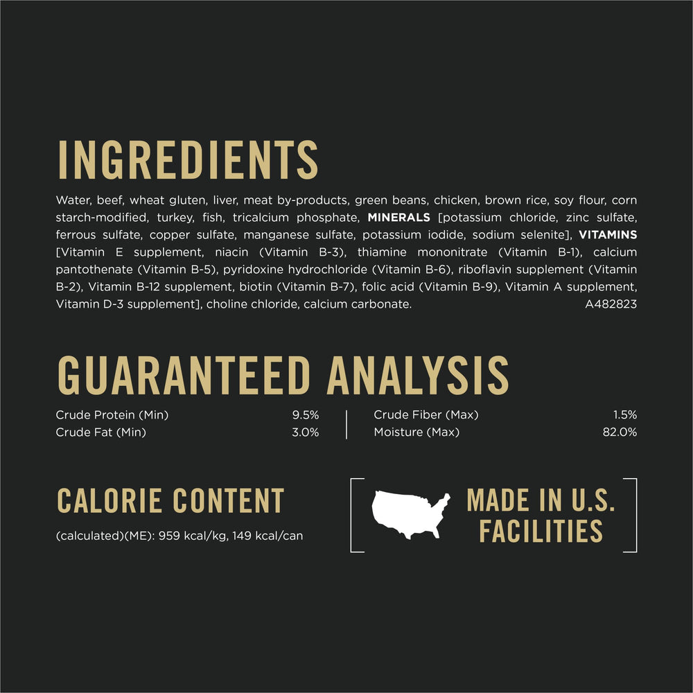 Purina Pro Plan Adult Small Breed lata abierta con carne para experiencia de comida atractiva.