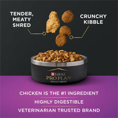 Purina Pro Plan AdvantEDGE, textura desmenuzada para masticación y variedad.