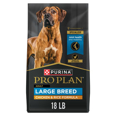 Purina Pro Plan para perros grandes, croquetas de pollo y arroz, apoyo digestivo.