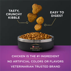 Purina Pro Plan AvantEDGE Senior Support, pollo como primer ingrediente para mayor digestión y sabor.