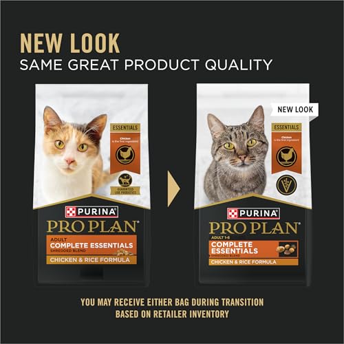 Purina Pro Plan Complete Essentials Shredded Blend croquetas crujientes y trozos tiernos para comida diaria.