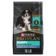 Purina Pro Plan: cordero y arroz, primer ingrediente, soporte nutricional para cachorros.