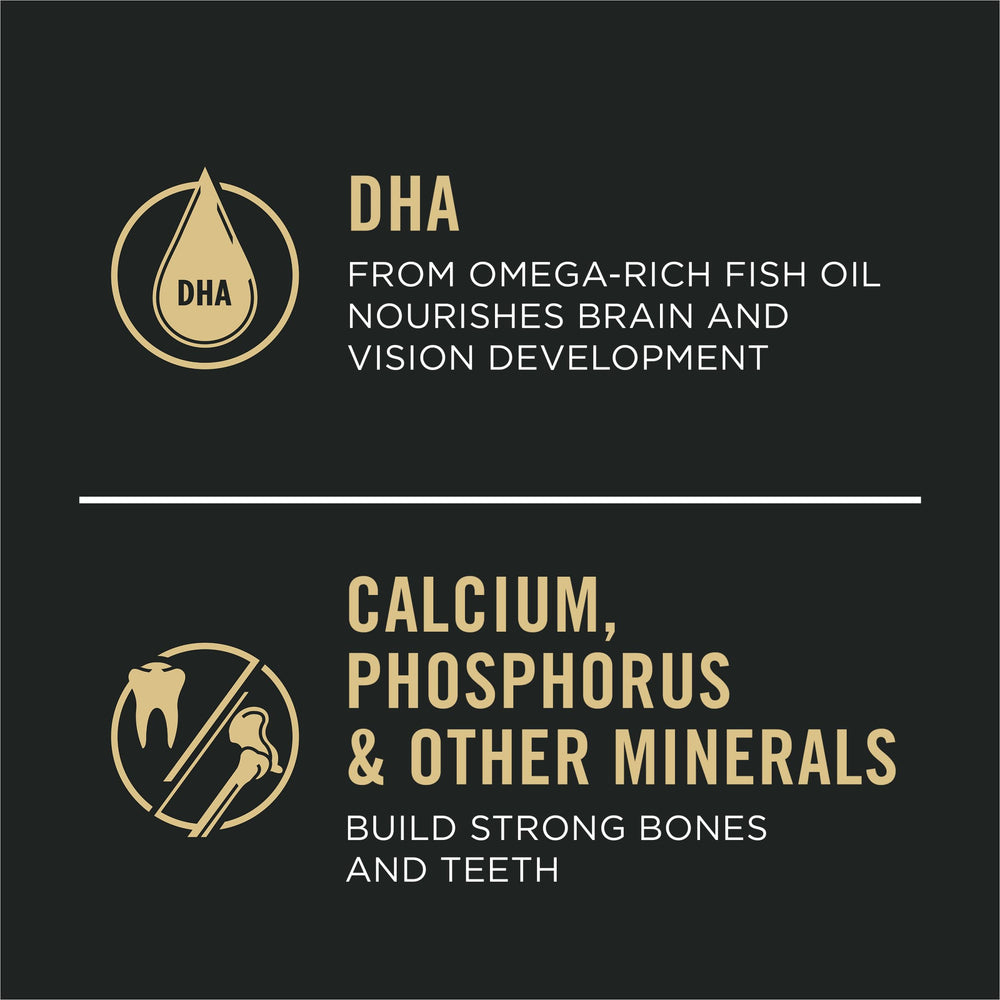 DHA de aceite de pescado en Purina Pro Plan para desarrollo cerebral y visión