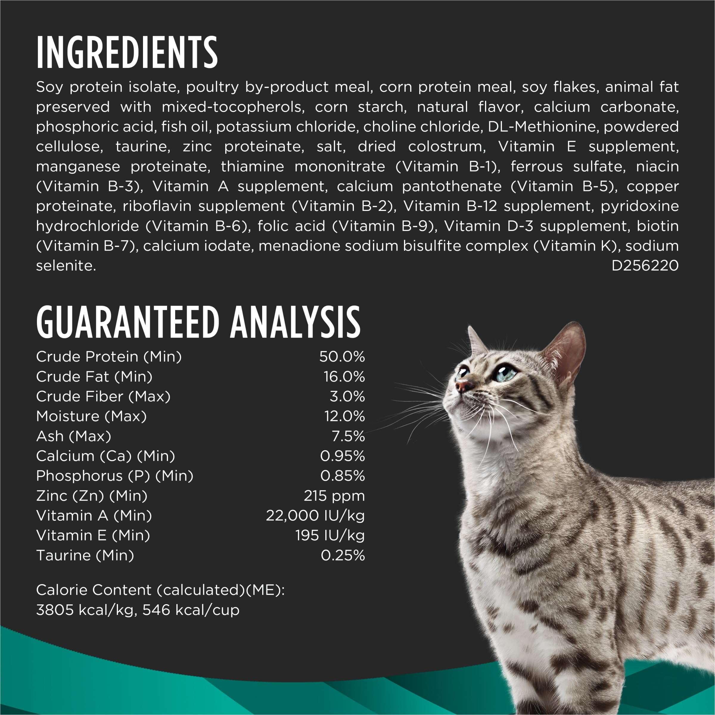 Purina Pro Plan Dietas Veterinarias: etiqueta nutricional clara para guiar la alimentación.