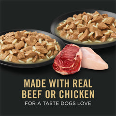 Purina Pro Plan Especializado para razas grandes con carne y arroz en salsa espesa