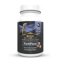 Purina Pro Plan FortiFlora tabletas digestivas para perros, favorecen equilibrio intestinal.