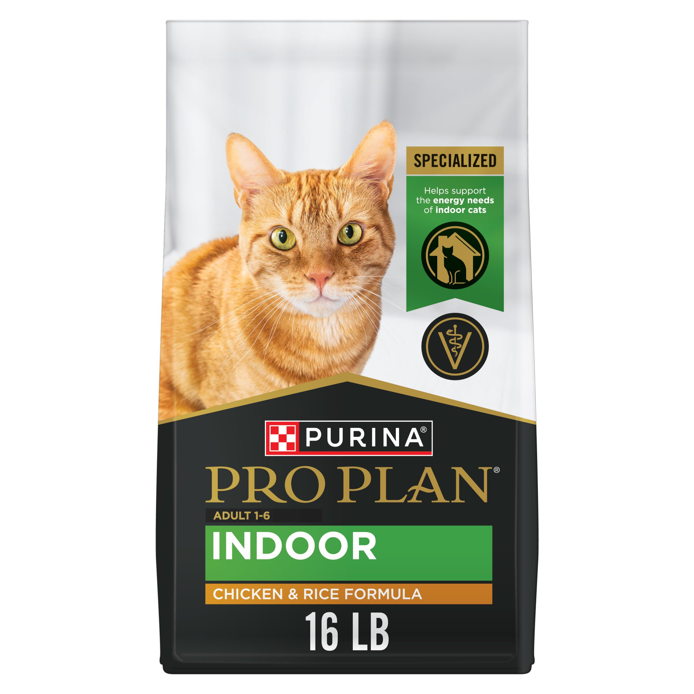 Purina Pro Plan para gato interior, croquetas, bolsa de 16 libras, fácil almacenamiento.