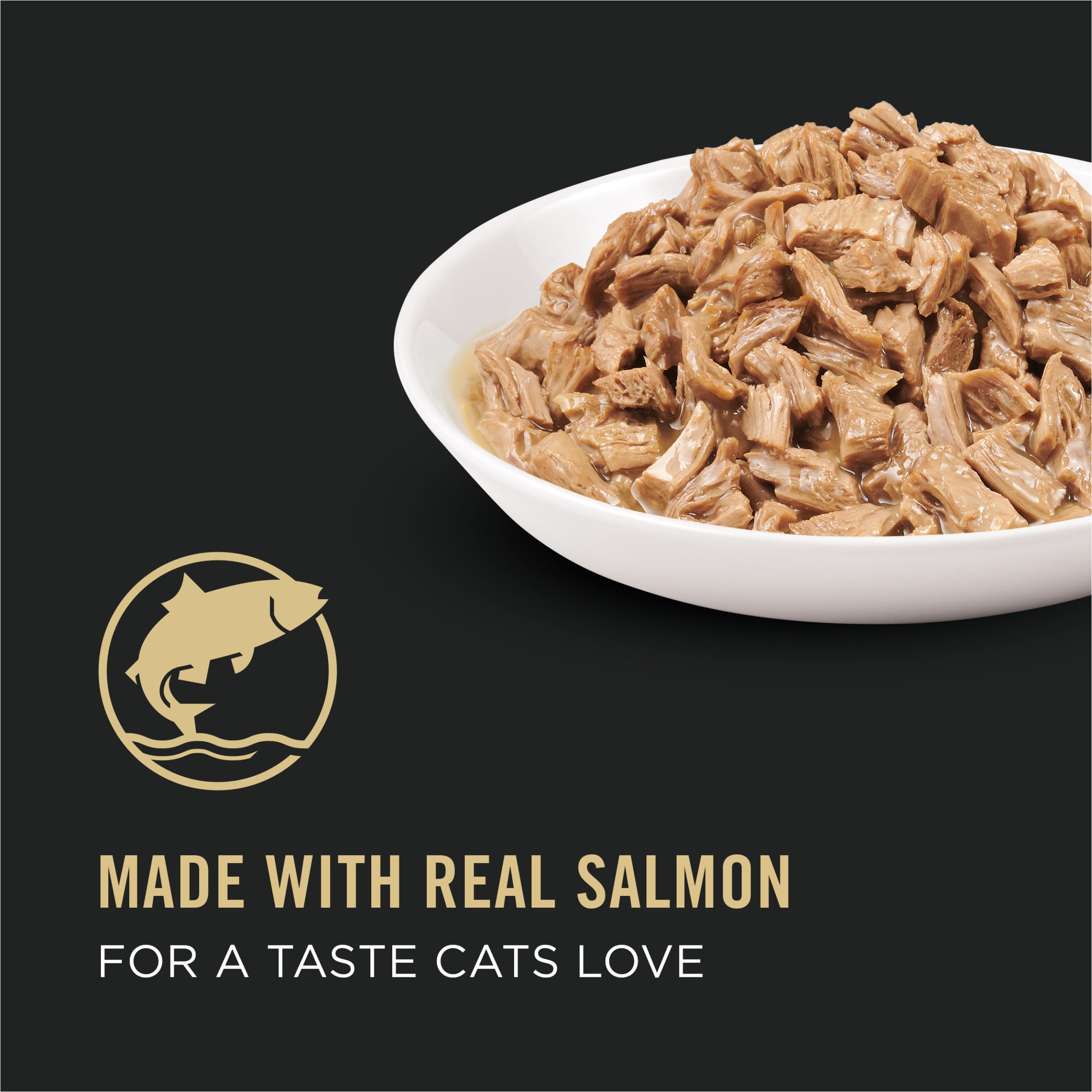 Purina Pro Plan Gato Salmón en Salsa, textura suave que favorece la experiencia de alimentación.