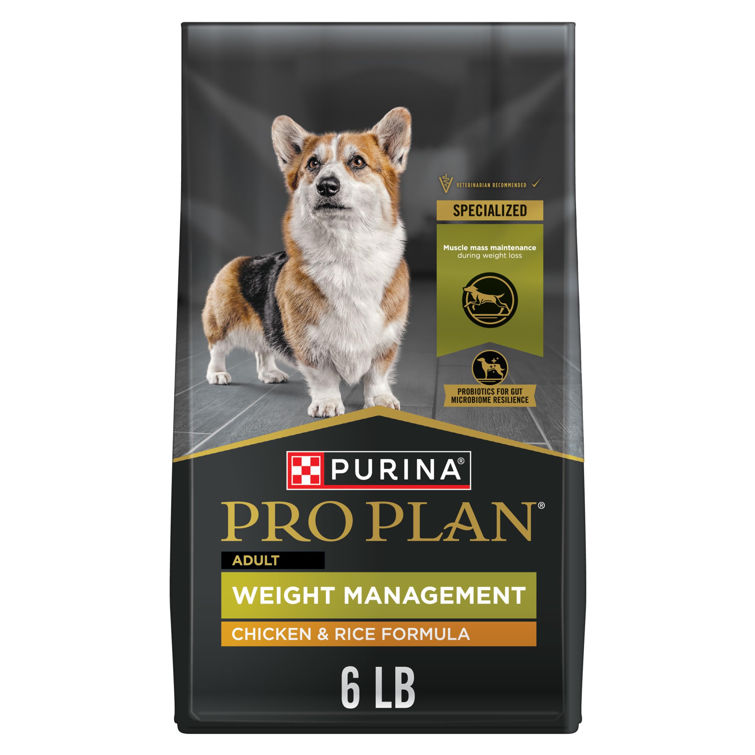 Purina Pro Plan gestión de peso para perro, bolsa 6 lb con pollo y arroz para perros.