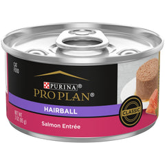 Purina Pro Plan Hairball Control Paté de Salmón, lata 3 oz, para gatos adultos, ayuda a controlar bolas.
