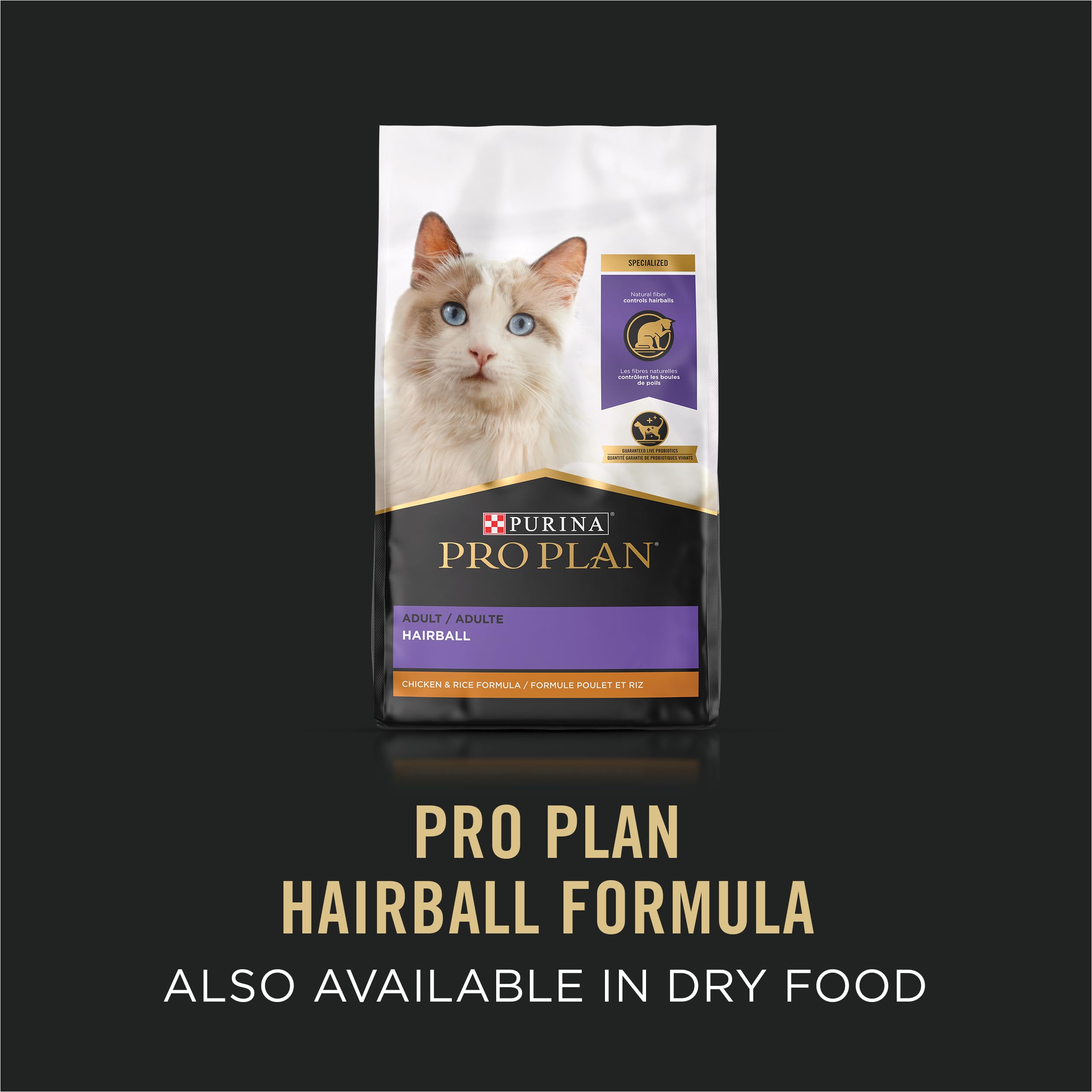 Purina Pro Plan Hairball salmón y pescados: proteína de calidad en comida húmeda para gatos.