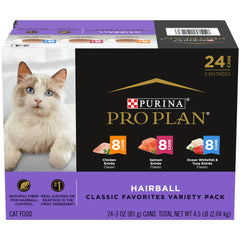 Purina Pro Plan Hairball con salmón: comida húmeda sabrosa para gatos adultos, útil para bolas de pelo.