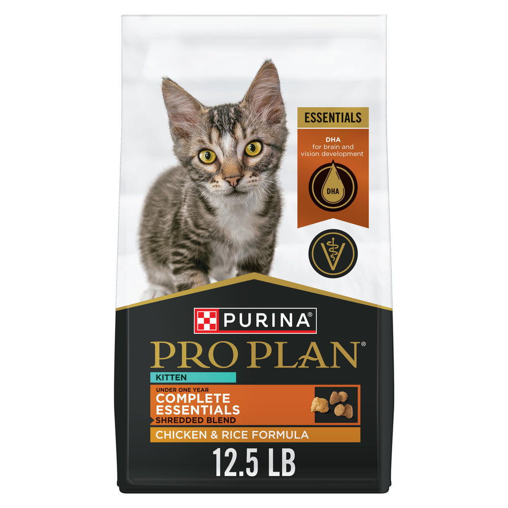Purina Pro Plan Kitten comida seca de pollo para crecimiento diario.