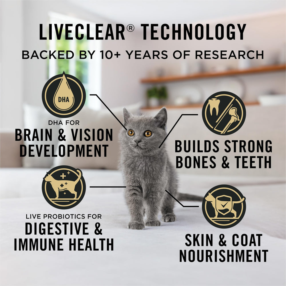 Purina Pro Plan LiveClear calcio y fósforo para huesos fuertes.