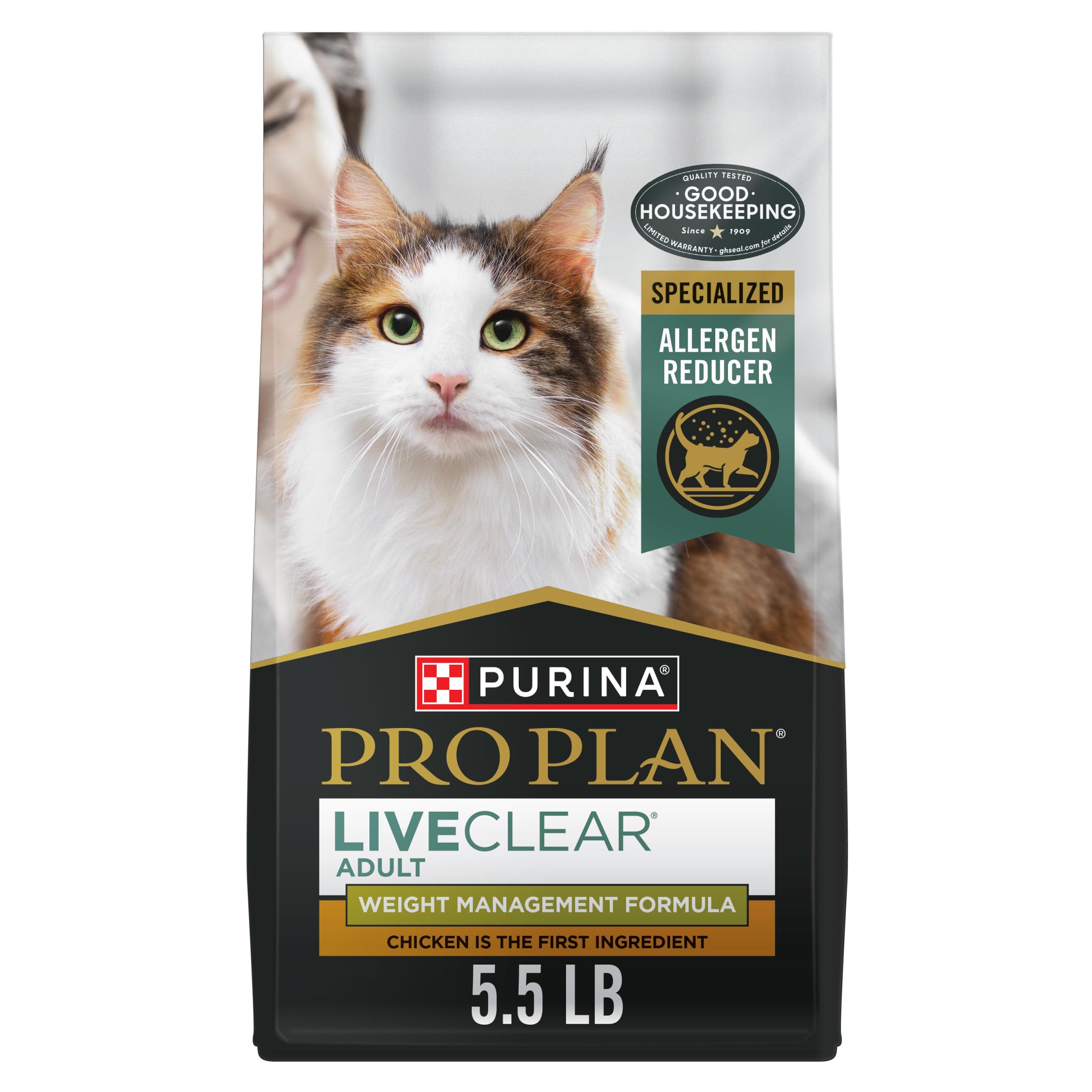 Purina Pro Plan LiveClear gato, bolsa 5.5 libras, ideal para control de peso.