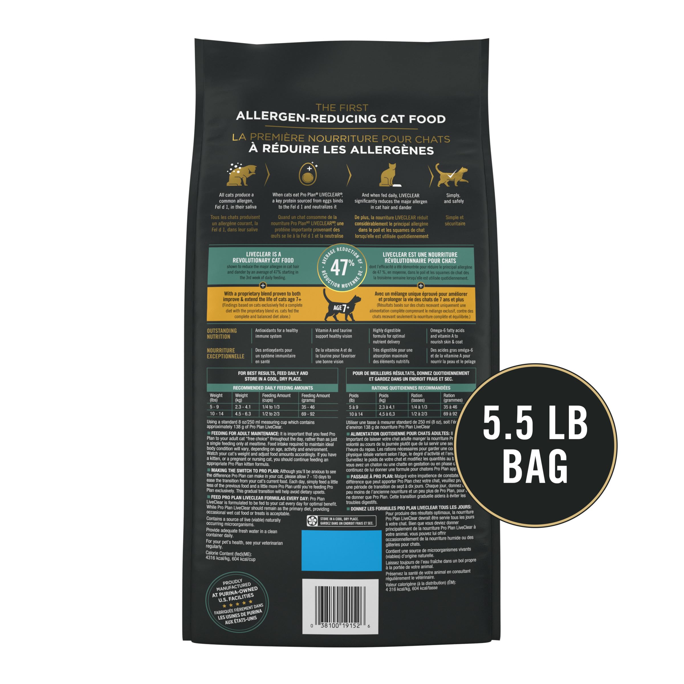 Purina Pro Plan LiveClear Senior probióticos vivos, apoyo digestivo y immune saludable.